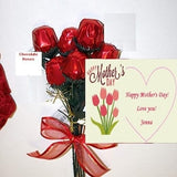 Personalized Mother's Day Red Chocolate Rose Bouquet of 6 Roses from Madelaine's Chocolate with Gift Card