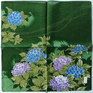 Japanese Vintage Handkerchief Kimono Pocket Hydrangea 17" x 17" I Free Delivery on order 35 USD Just buys multiple items together in Order
