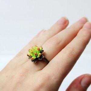 Red Green Plant Ring Adjustable - Red Succulent Ring for Sister Gift Green Jewelry - Statement Ring Mini Succulent Ring Sale Gift for Friend - Flowerhint