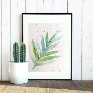 Watercolor painting of summer green leaf, wall art, home decor, original poster art, birthday gift, watercolor plants - Flowerhint