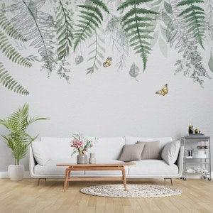 Plants Hanging From Above Wallpaper / Green Plants Wallpaper / Exotic Leaves Wallpaper / Floral Wallpaper / Peel & Stick Wallpaper - Flowerhint