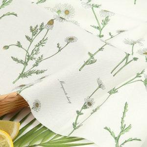 Floral, Plants pattern, Marguerite Daisy, Flower printed Cotton Fabric by the yard, 110cm wide, Cotton material, Sewing, DTP, DYI, Korea - Flowerhint