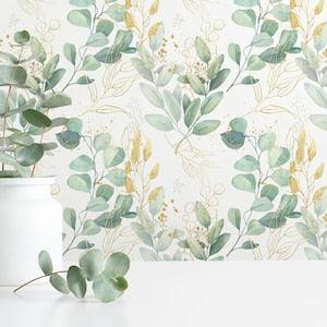 Eucalyptus wallpaper Peel and Stick / Leaf Removable wallpaper / Green wallpaper - Self-adhesive or Traditional - Flowerhint