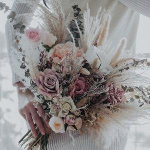 Bridal Bouquet for Wedding / Dusty Pink / Pampas Grass Bouquet / Western Boho Wedding / Blush Pink Rose - Flowerhint