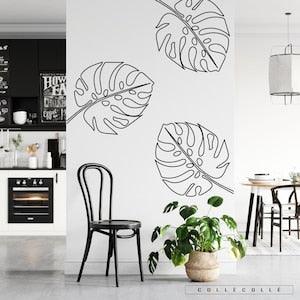 Monstera Wall Decal - Large Pack x3 - Monstera Leaves Wall Art - Monstera Leaf Decals - Tropical Leaves Decor - Botanical Green Art - Flowerhint