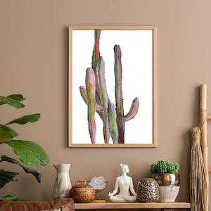 Cactus Watercolor Print, Desert Nature Fine Art Print, Cactus Watercolor Painting, Botanical Art Print, Pink Green Plants Wall Art Print - Flowerhint