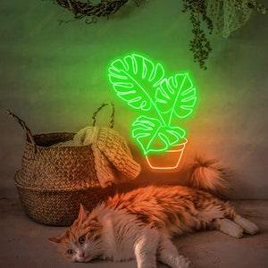 Monstera Leaf LED Neon Sign Plant Neon Sign Green Leaf Neon Sign Neon Monstera Green Aesthetic Neon Sign Bedroom Neon Sign Green Lover - Flowerhint