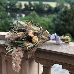 Wedding Bouquet, Pampas Grass, Dried Flowers, Summer, Bridal, Floral, Preserved Flowers, Peonies, Fairy, Blue, Natural, Flax, Greenery - Flowerhint