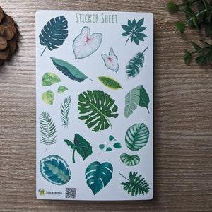 Tropical Leaves sticker sheet | Green Leaf Planner Stickers | Foliage Decorative Stickers | Greenery Scrapbook Stickers - Flowerhint