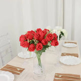 RED 3 Bouquets 13" Silk Rose Bud Artificial FLOWER Bushes Party Decorations